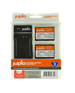 Jupio Kit: 2x Battery LP-E10 + USB Single Charger CCA1008
