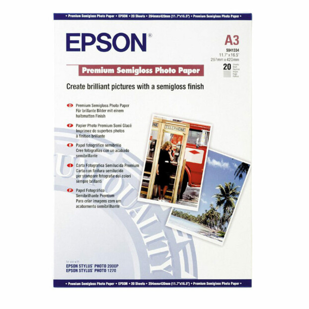 Epson Premium Semi Gloss Fotopapier A3 | 20 vel