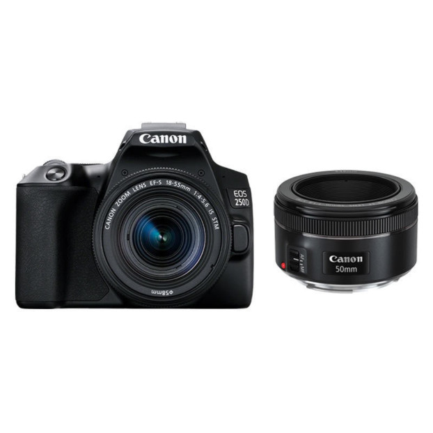 Canon EOS 250D Zwart + Canon 18-55mm f/4.0-5.6 + Canon 50mm f/1.8