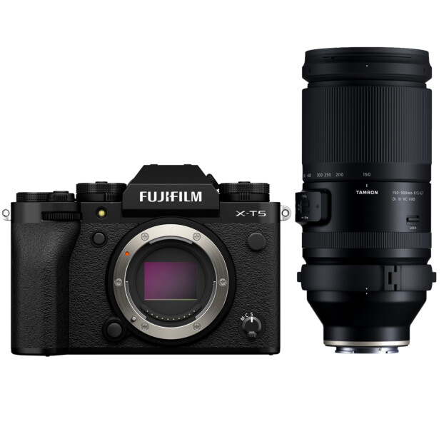 Fujifilm X-T5 zwart + Tamron 150-500mm f/5-6.7 DI III VC VXD