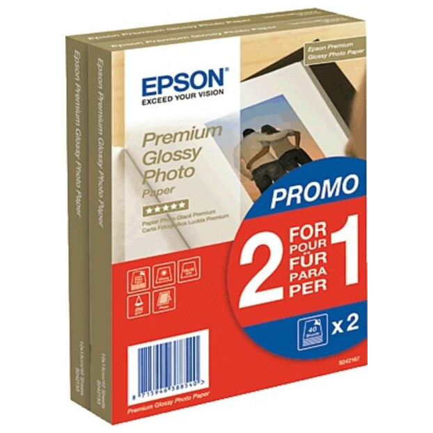Epson Premium Glossy Fotopapier 10x15 cm | 2x 40 vel