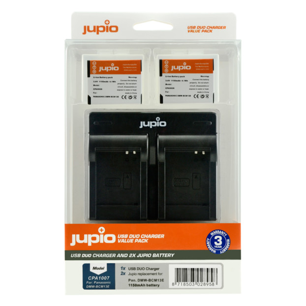 Jupio Kit: 2x Battery DMW-BCM13E 1150mAh + USB Dual Charger CPA1007