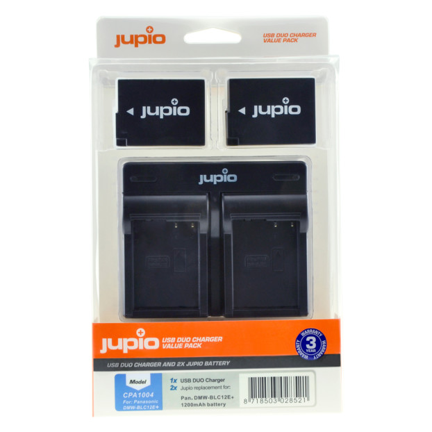 Jupio Kit: 2x Battery DMW-BLC12E + USB Duo Charger CPA1004
