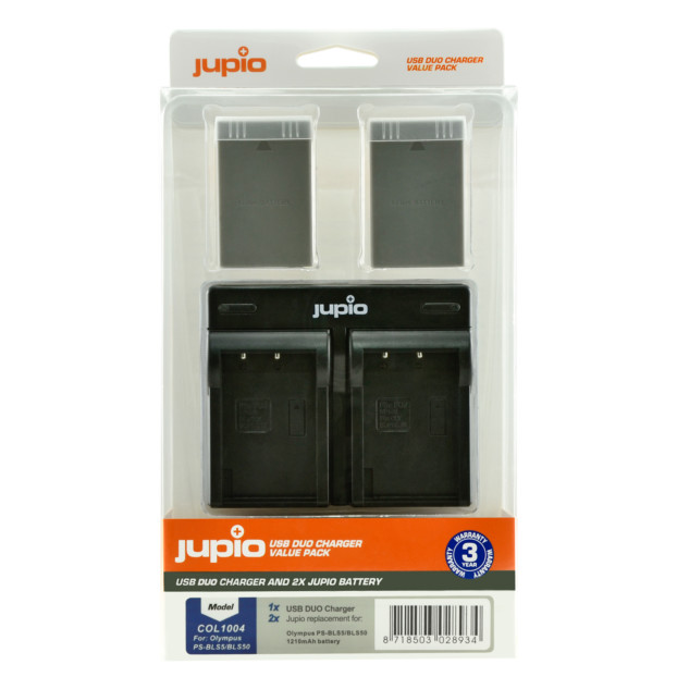 Jupio Kit: 2x Battery PS-BLS5 / PS-BLS50 1210mAh + USB Dual Charger COL1004