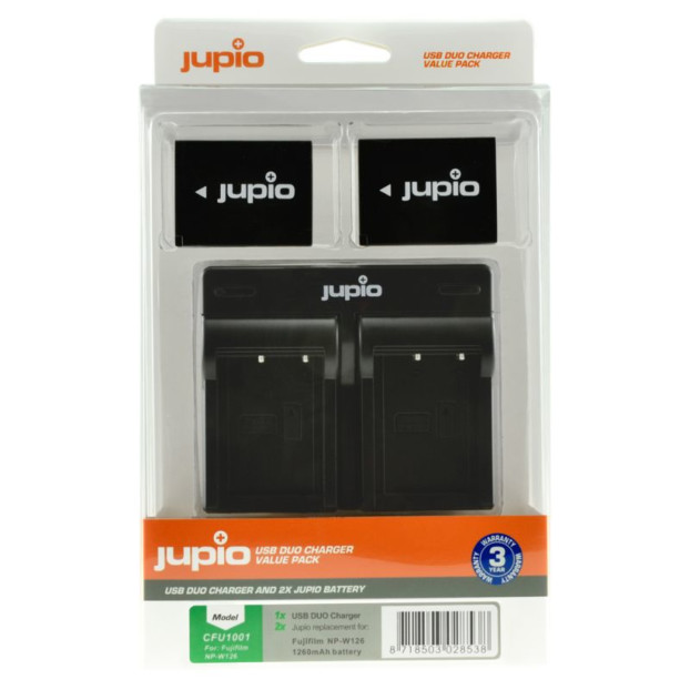 Jupio Kit: 2x Battery Fujifilm NP-W126 + USB Duo Charger