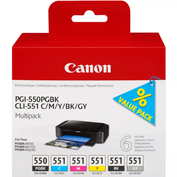 Canon PGI-550 PB + CLI-551 C/M/Y/B/G Multipack inktcartridges