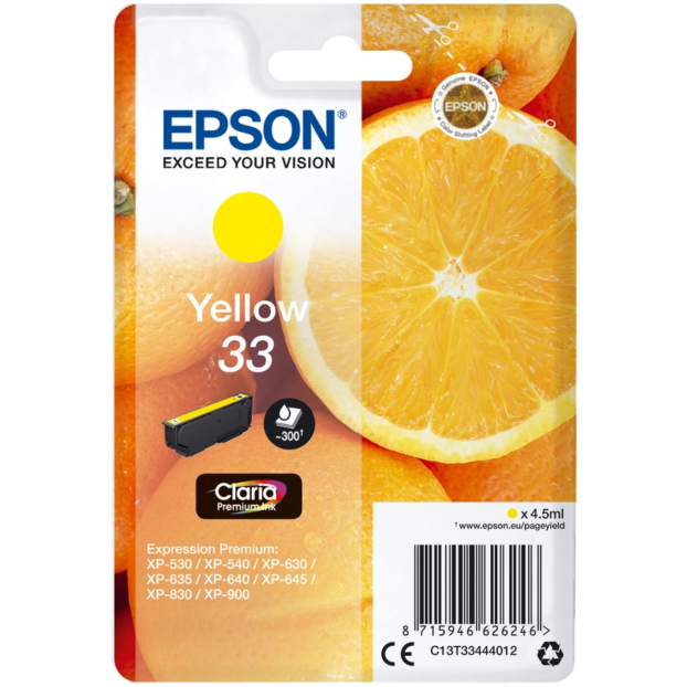 Epson 33 Claria Premium inktpatroon | Geel