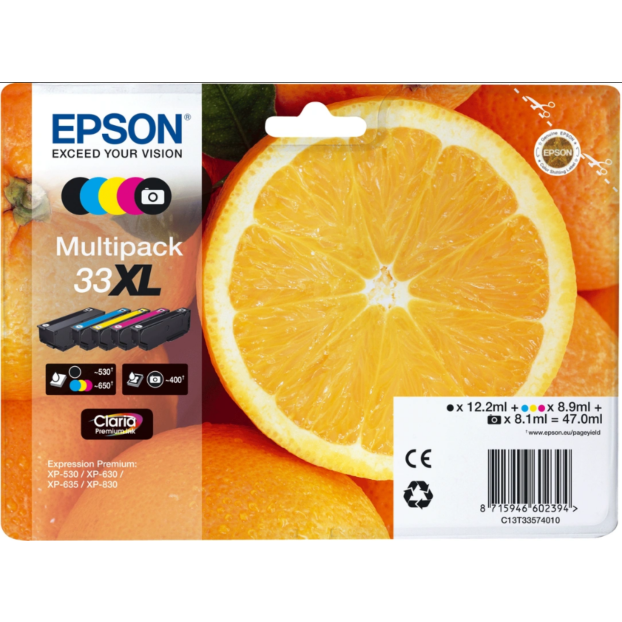 Epson 33 Claria Premium inktpatroon | Multipack 5 kleuren XL