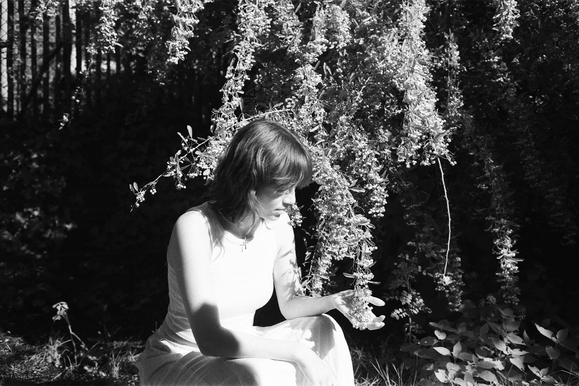 Rollei Infrared film portrait of girl and flowers